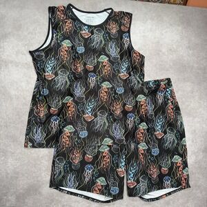 Tomboy X 2 Piece Jellyfish Print Lined Shorts & Sleeveless Shirt 3X